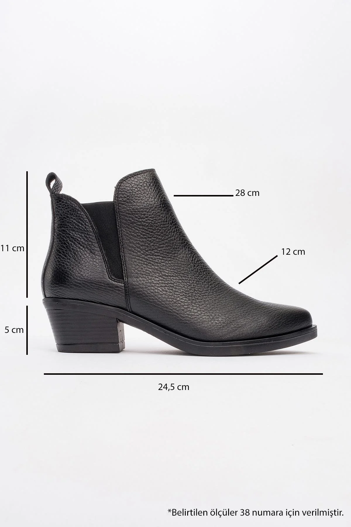 Dovena - Black Genuine Leather Elastic Block Heel Ankle Boot (Women) - Image 4