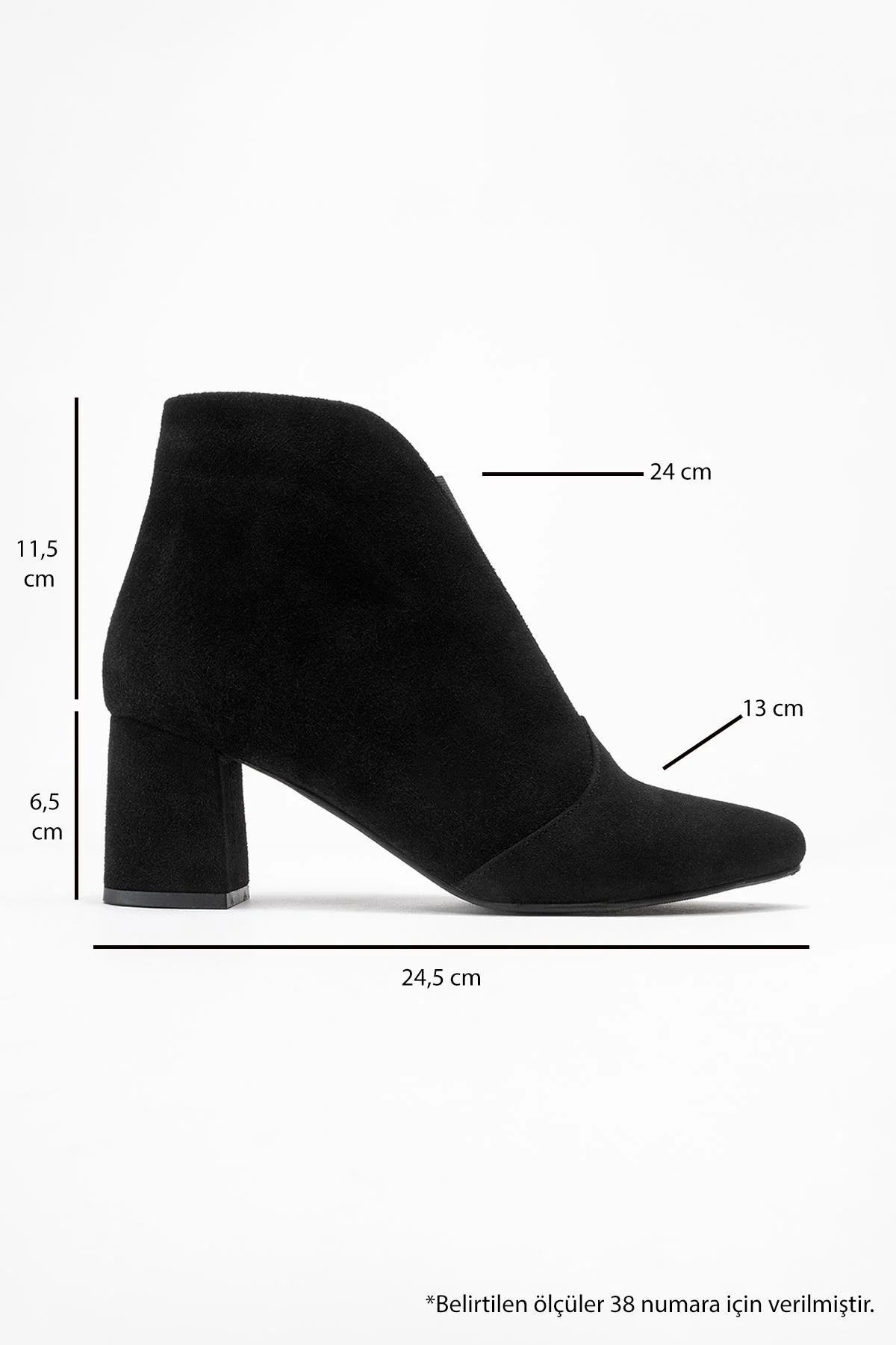 Finda - Black Suede Genuine Leather Block Heel Ankle Boot (Women) - Image 6