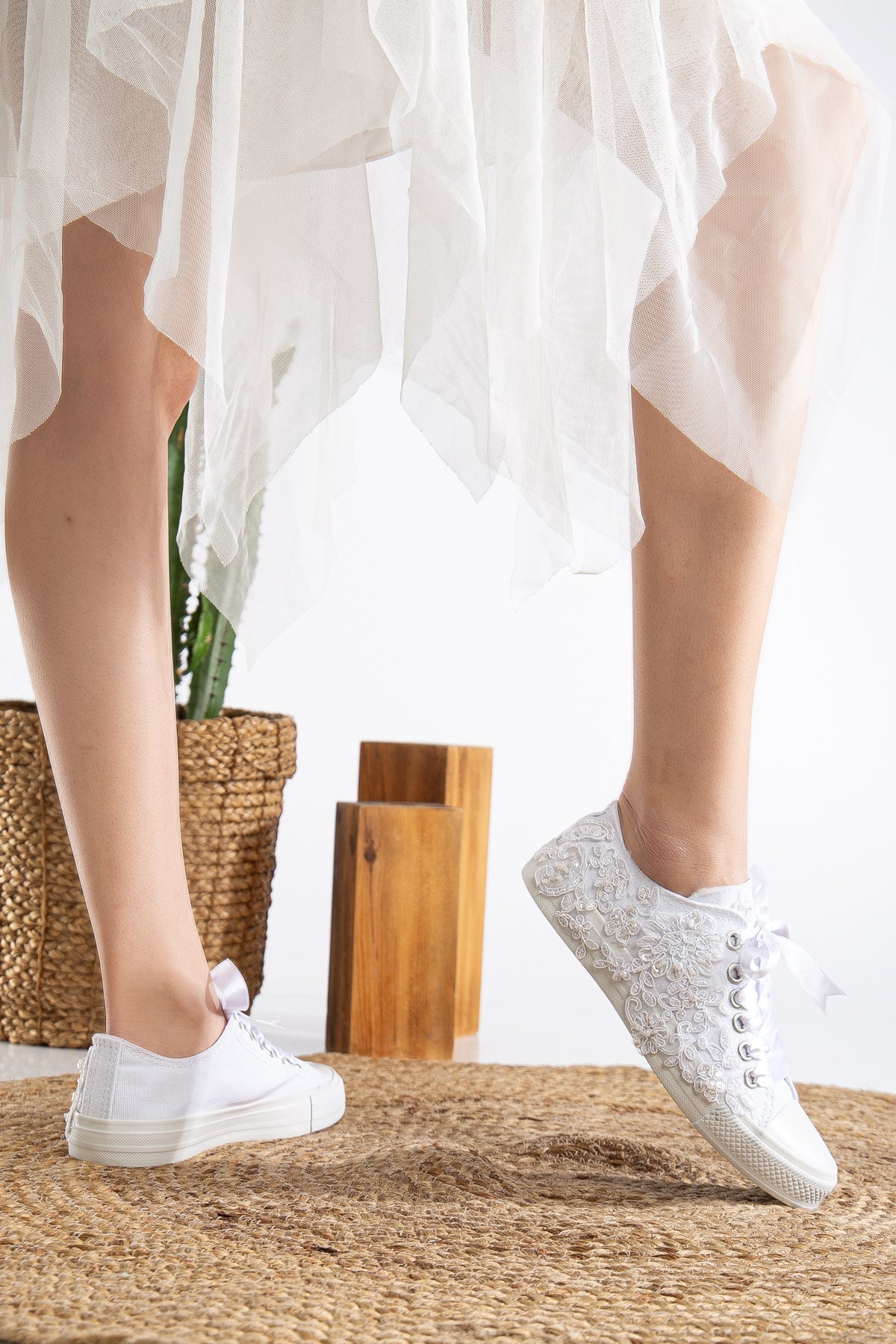 Shelby - White Low Wedding Sneakers - Image 5